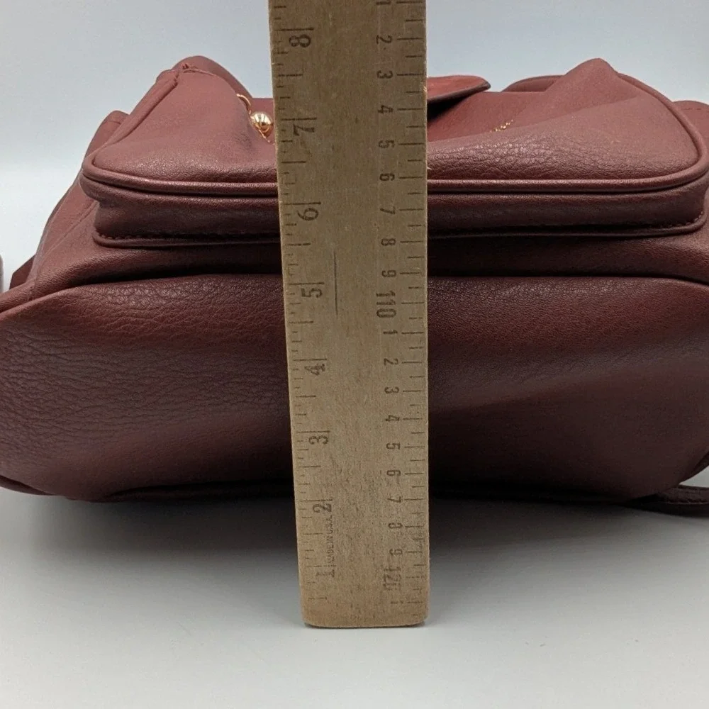 Lauren Conrad Vegan Leather Heart‎ Charm Backpack Burgundy Feminine Romantic